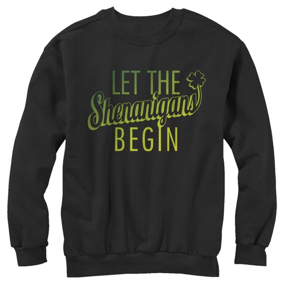 Men's Lost Gods St. Patrick's Day Let the Shenanigans Begin Sweatshirt Black Large