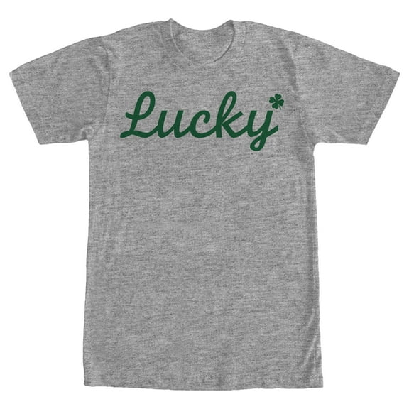 Men's Lost Gods St. Patrick's Day Lucky Cursive Graphic Tee Athletic Heather 2X Large