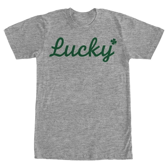 Men's Lost Gods St. Patrick's Day Lucky Cursive Graphic Tee Athletic Heather Medium