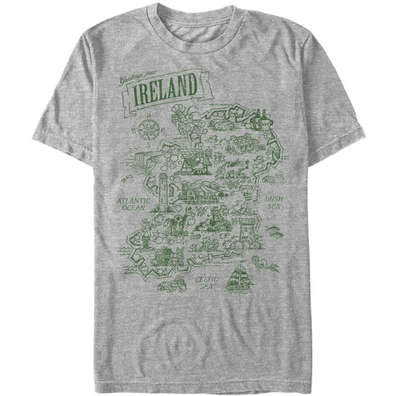 Men's Lost Gods St. Patrick's Day Map of Ireland  Graphic Tee Athletic Heather X Large