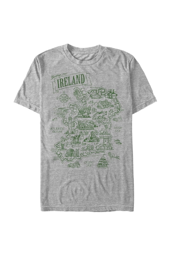 Men's Lost Gods St. Patrick's Day Map of Ireland Graphic Tee Athletic Heather X Large