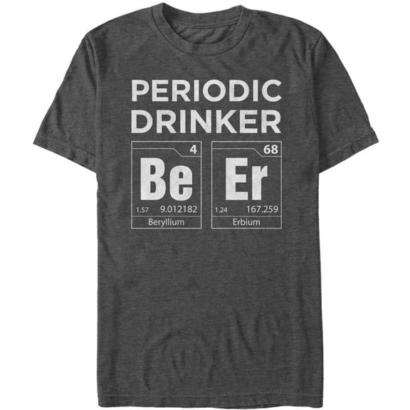 Men's Lost Gods St. Patrick's Day Periodic Table Drinker Graphic Tee Charcoal Heather 3X Large
