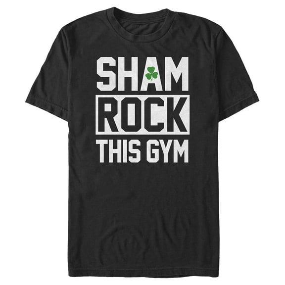 Men's Lost Gods St. Patrick's Day Sham Rock this Gym  Graphic Tee Black X Large