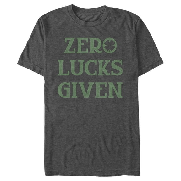 Men's Lost Gods St. Patrick's Day Zero Lucks Given Graphic Tee Charcoal Heather 2X Large