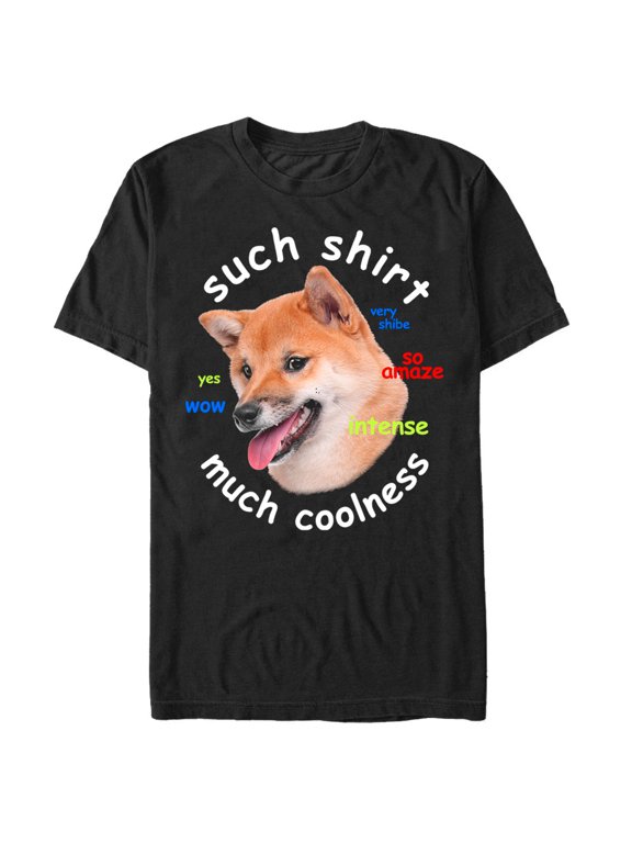 Men's Lost Gods Such Shirt Much Coolness Dog Meme Graphic Tee Black Medium