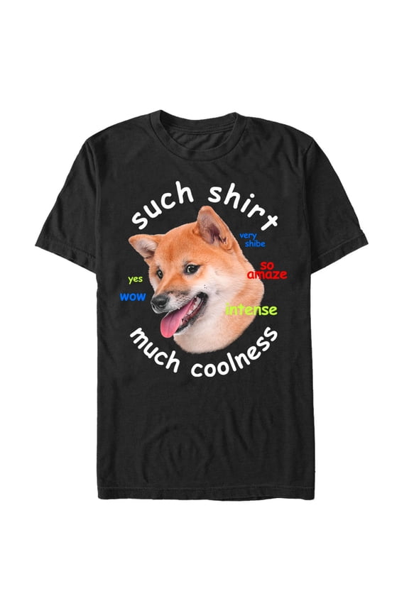 Men's Lost Gods Such Shirt Much Coolness Dog Meme Graphic Tee Black Medium