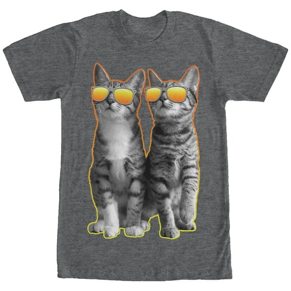 Men's Lost Gods Sunglasses Cats  Graphic Tee Charcoal Heather Small