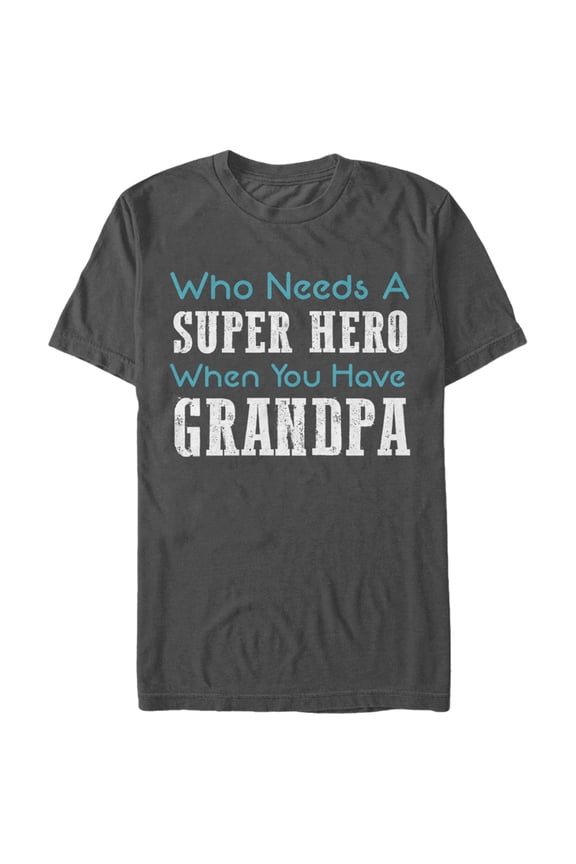 Men's Lost Gods Superhero Grandpa Graphic Tee Charcoal Medium