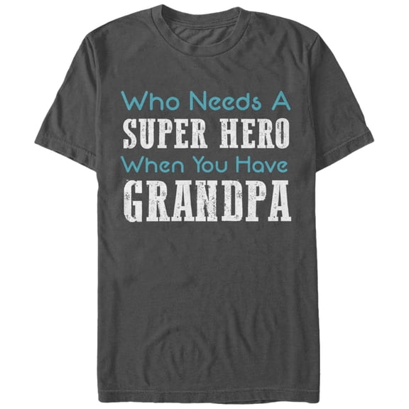 Men's Lost Gods Superhero Grandpa  Graphic Tee Charcoal X Large