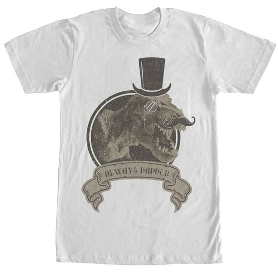 Men's Lost Gods T Rex Top Hat Always Dapper Graphic Tee White Small