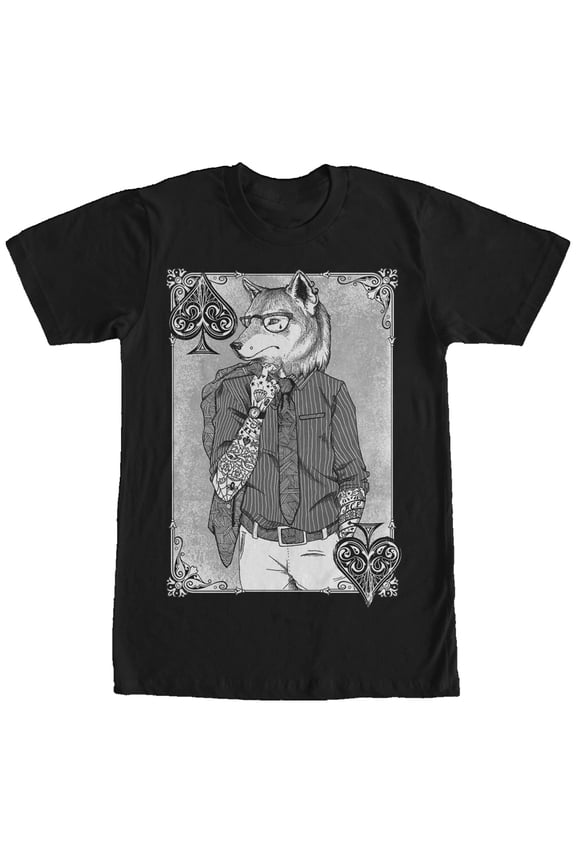Men's Lost Gods Tattooed Fox Man  Graphic Tee Black 2X Large