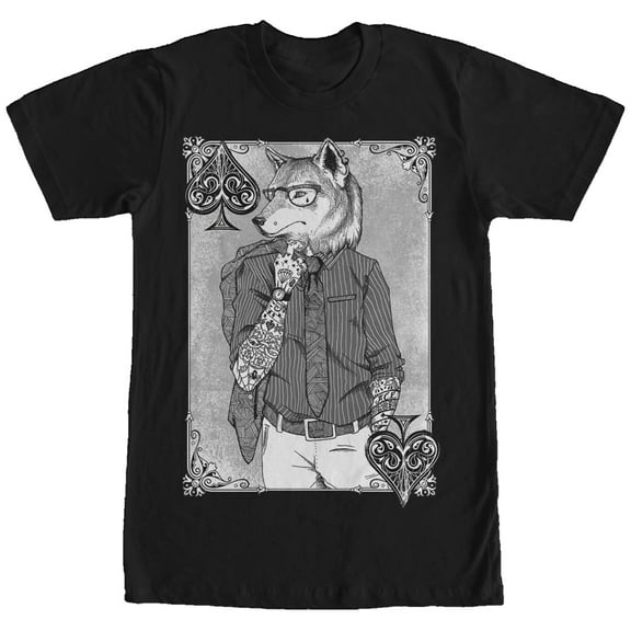 Men's Lost Gods Tattooed Fox Man Graphic Tee Black 2X Large