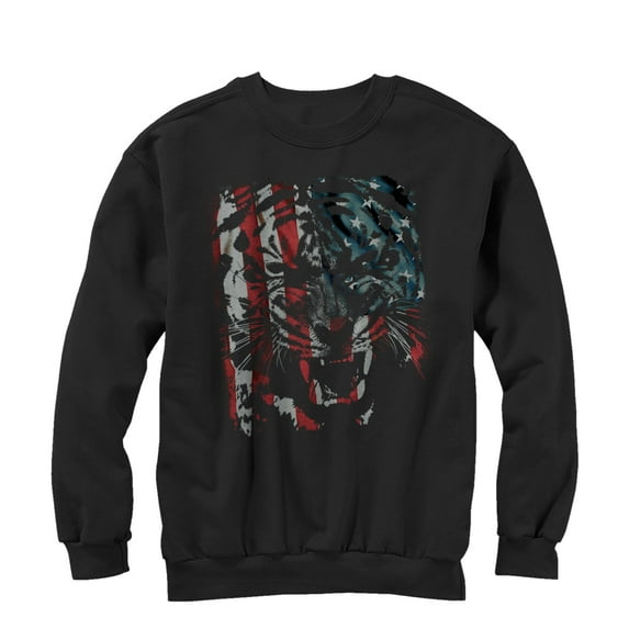 Men's Lost Gods Tiger Growl American Flag Sweatshirt Black Medium