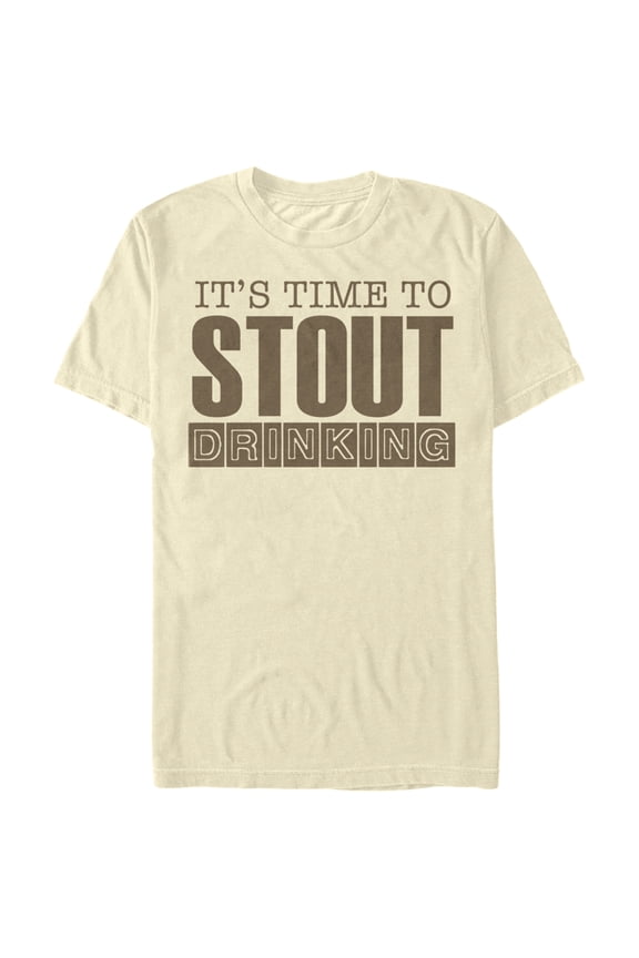 Men's Lost Gods Time to Stout Drinking Beer  Graphic Tee Cream 3X Large