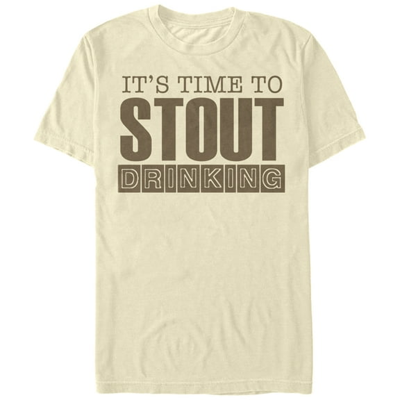 Men's Lost Gods Time to Stout Drinking Beer  Graphic Tee Cream Small
