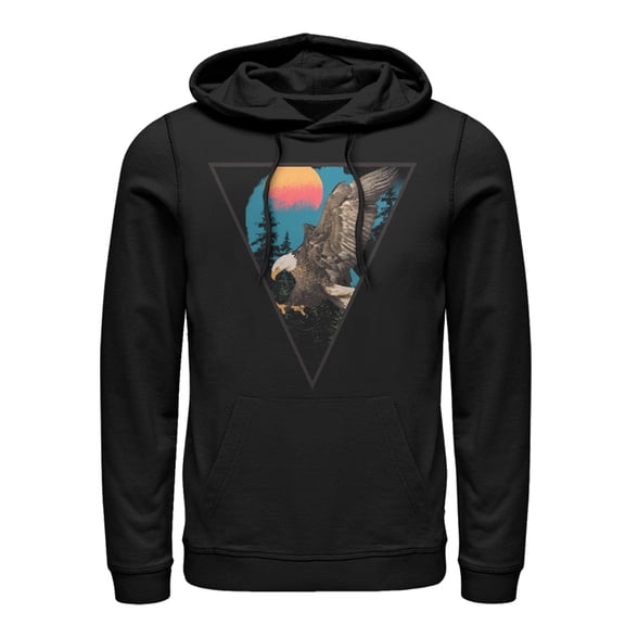 Men's Lost Gods Triangle Bald Eagle  Pull Over Hoodie Black Large