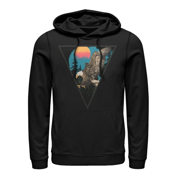 Men's Lost Gods Triangle Bald Eagle Pull Over Hoodie Black Small