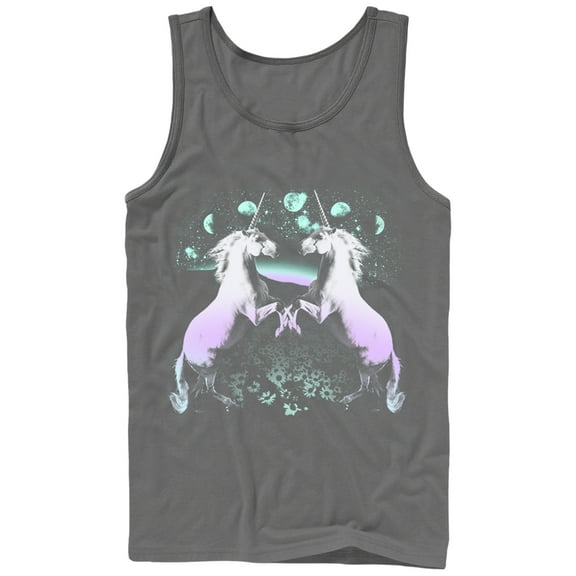 Men's Lost Gods Two Moon Unicorn  Tank Top Charcoal Small