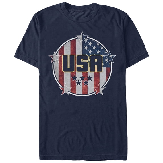 Men's Lost Gods USA Flag Circle Graphic Tee Navy Blue Small