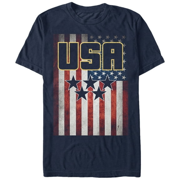 Men's Lost Gods USA Star Flag  Graphic Tee Navy Blue X Large
