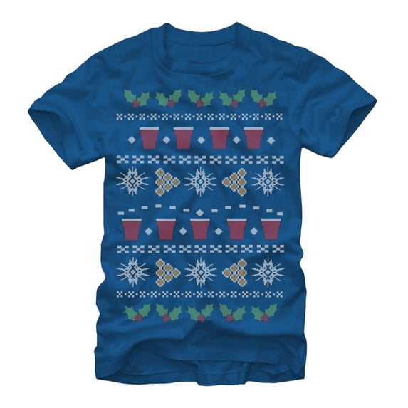 Men's Lost Gods Ugly Christmas Pong Graphic Tee Royal Large