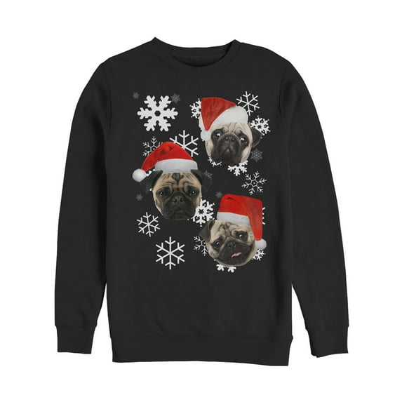 Men's Lost Gods Ugly Christmas Pug Sweatshirt Black Small