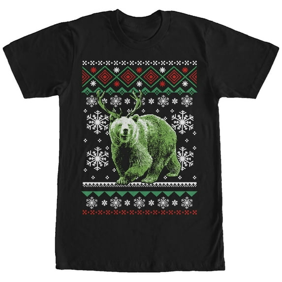 Men's Lost Gods Ugly Christmas Rein-Bear Graphic Tee Black Medium