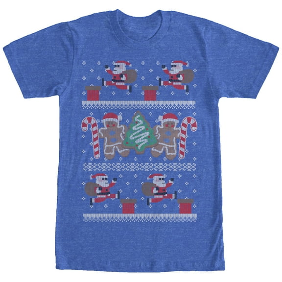 Men's Lost Gods Ugly Christmas Santa's Adventure  Graphic Tee Royal Blue Heather X Large