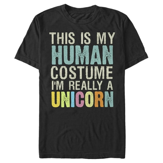 Men's Lost Gods Unicorn in Human Costume Graphic Tee Black Large