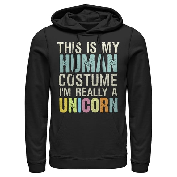 Men's Lost Gods Unicorn in Human Costume Pull Over Hoodie Black Medium