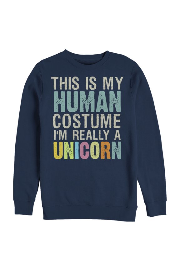Men's Lost Gods Unicorn in Human Costume Sweatshirt Navy Blue Small