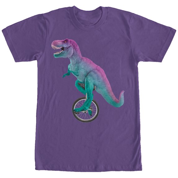 Men's Lost Gods Unicycle Dinosaur Graphic Tee Purple Large