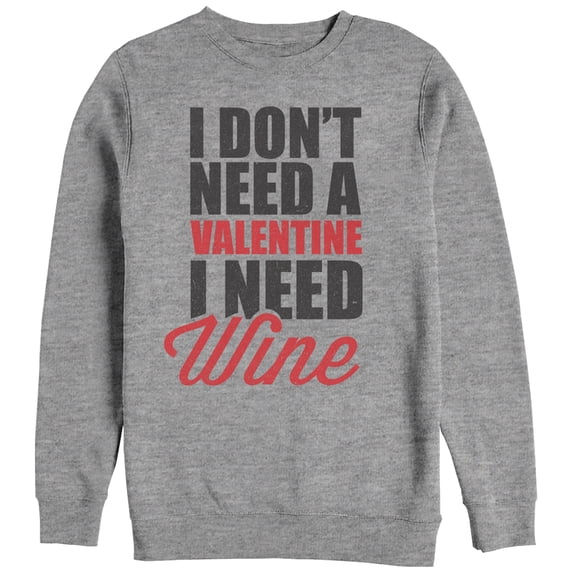 Men's Lost Gods Valentine Need Wine Sweatshirt Athletic Heather Large