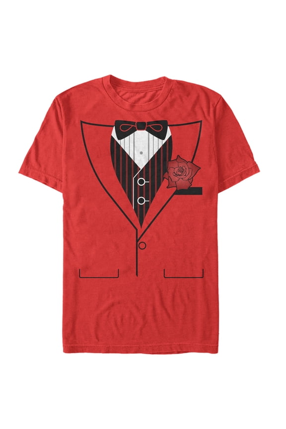 Men's Lost Gods Valentine's Day Tuxedo Flower Costume Tee  Graphic Tee Red Medium