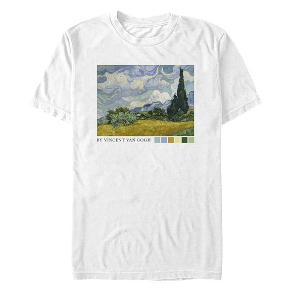 Men's Lost Gods Vincent Van Gogh Wheat Field with Cypresses  Graphic T-Shirt