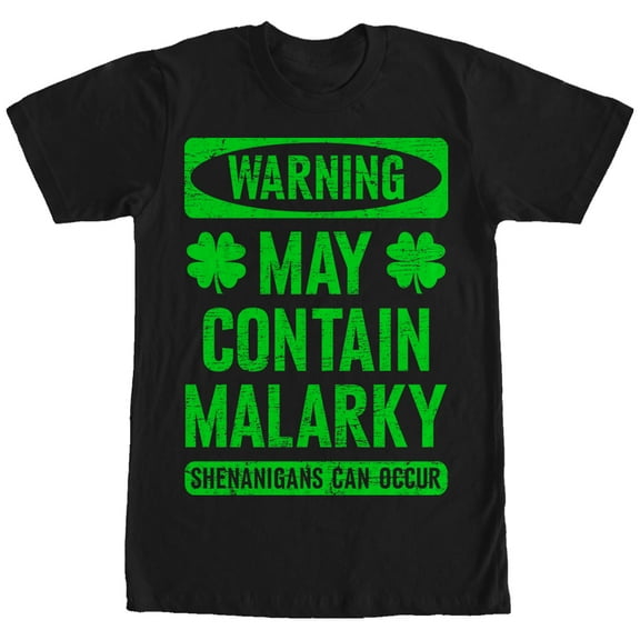 Men's Lost Gods Warning May Contain Malarky  Graphic Tee Black Large