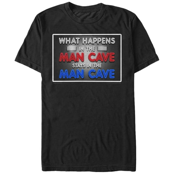 Men's Lost Gods What Happens in the Man Cave  Graphic Tee Black 2X Large