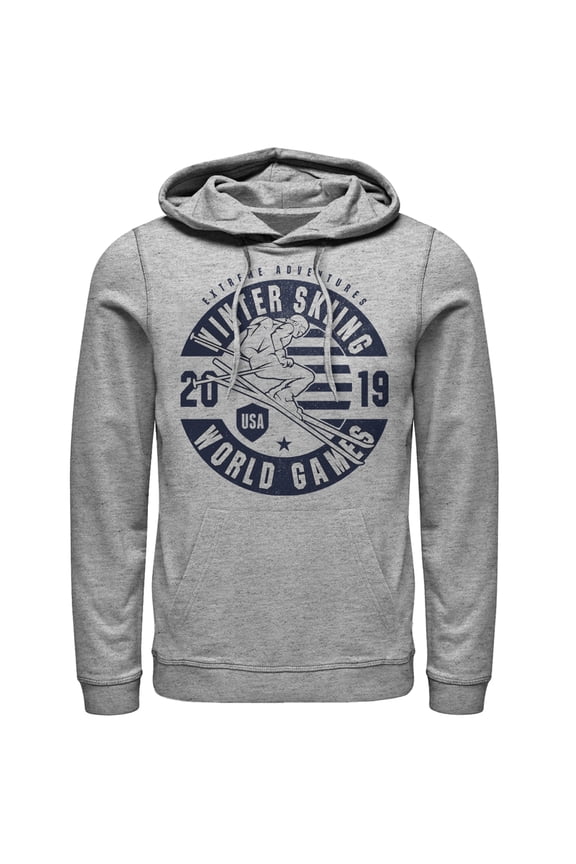 Men's Lost Gods Winter Skiing Games Pull Over Hoodie Athletic Heather Medium