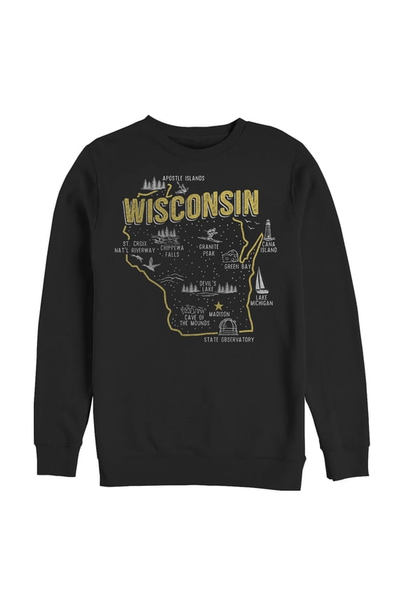 Men's Lost Gods Wisconsin Map Sweatshirt