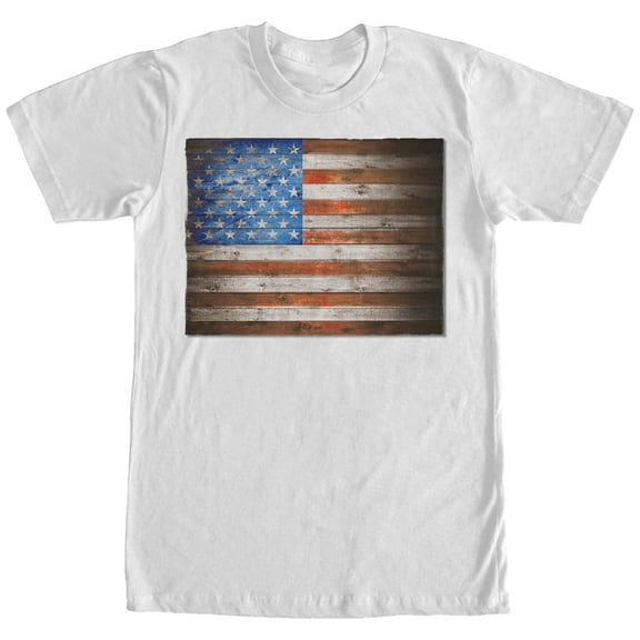 Men's Lost Gods Wooden American Flag  Graphic Tee White Small