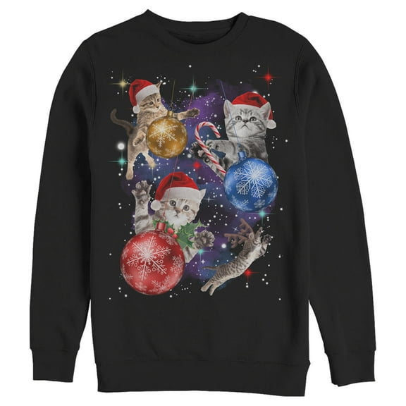 Men's Lost Gods Xmas Cats in Space  Sweatshirt Black Large