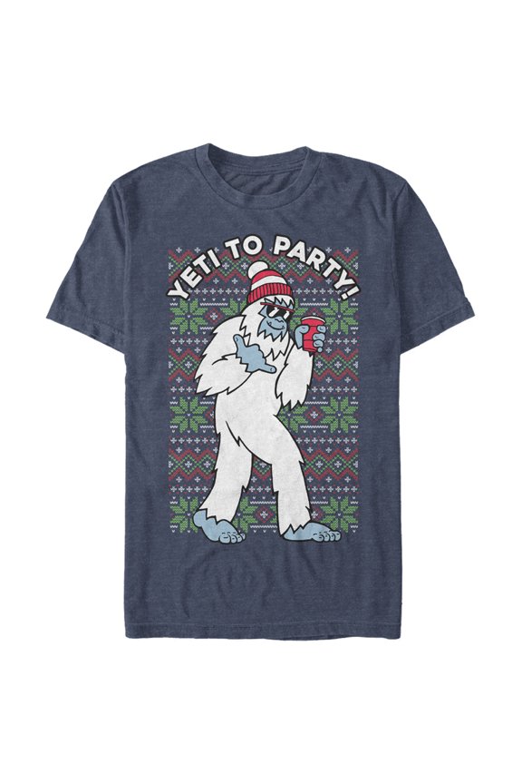 Men's Lost Gods Yeti to Party Graphic Tee Navy Blue Heather Large