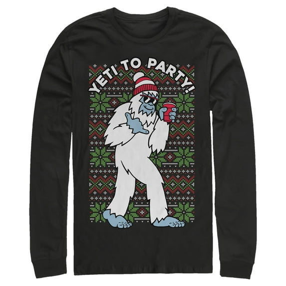 Men's Lost Gods Yeti to Party Long Sleeve Shirt Black X Large