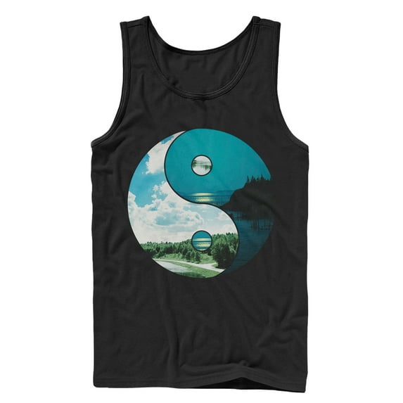 Men's Lost Gods Yin Yang Landscape Tank Top Black X Large
