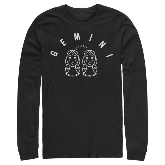 Men's Lost Gods Zodiac Gemini Line Symbol  Long Sleeve Shirt Black 2X Large