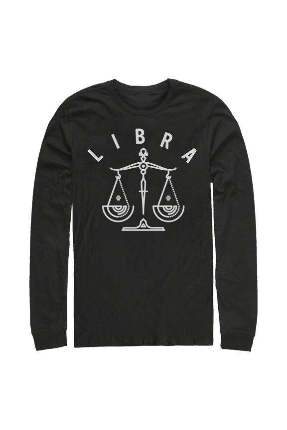 Men's Lost Gods Zodiac Libra Line Symbol Long Sleeve Shirt Black Medium
