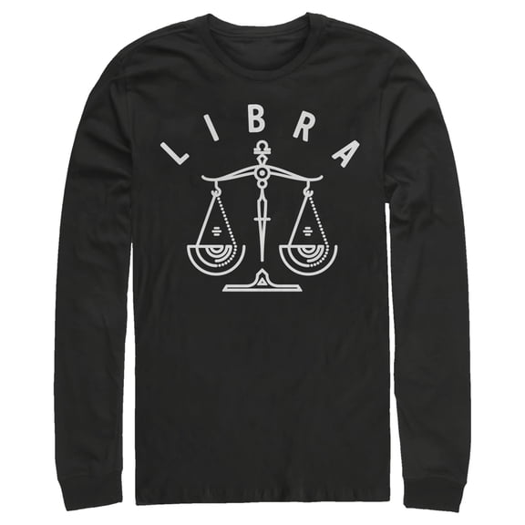 Men's Lost Gods Zodiac Libra Line Symbol Long Sleeve Shirt Black X Large