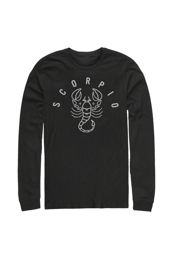 Men's Lost Gods Zodiac Scorpio Line Symbol Long Sleeve Shirt Black X Large