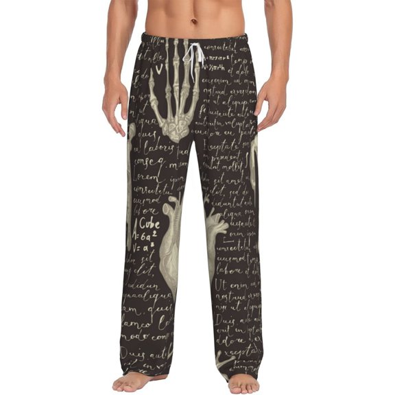 Men's Lounge Pajama Pants Bottoms Casual Loungewear, Retro Pattern Human Organs And Bones