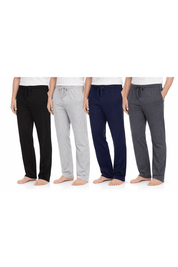 Men’s Lounge Pants 4 Pack Soft Stretch Lightweight Breathable Drawstring Sleep Pants